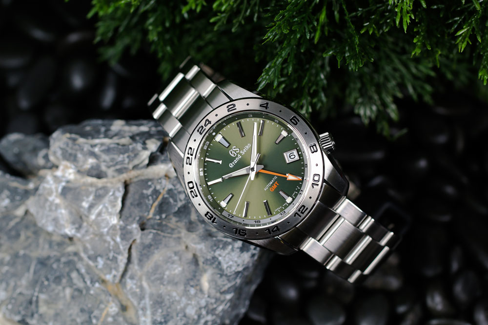 Grand Seiko SBGM247 green-dialed GMT watch