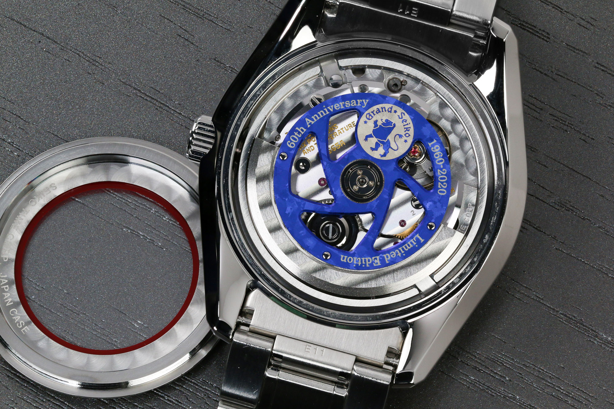 SBGR321 open case back with blue oscillating weight.