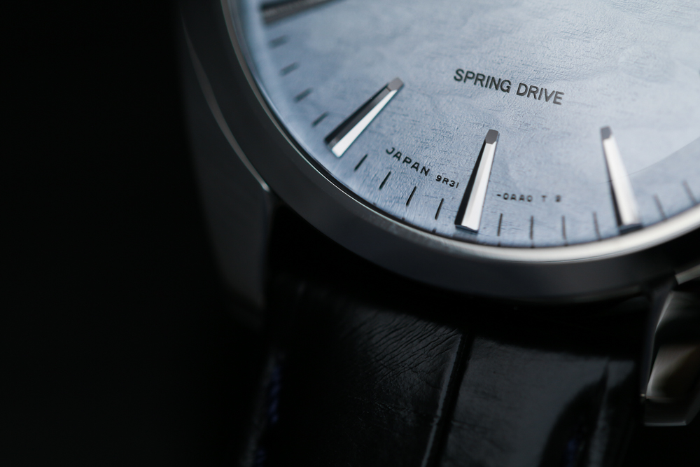 Grand Seiko SBGY007 Omiwatari blue dial detail men's wristwatch