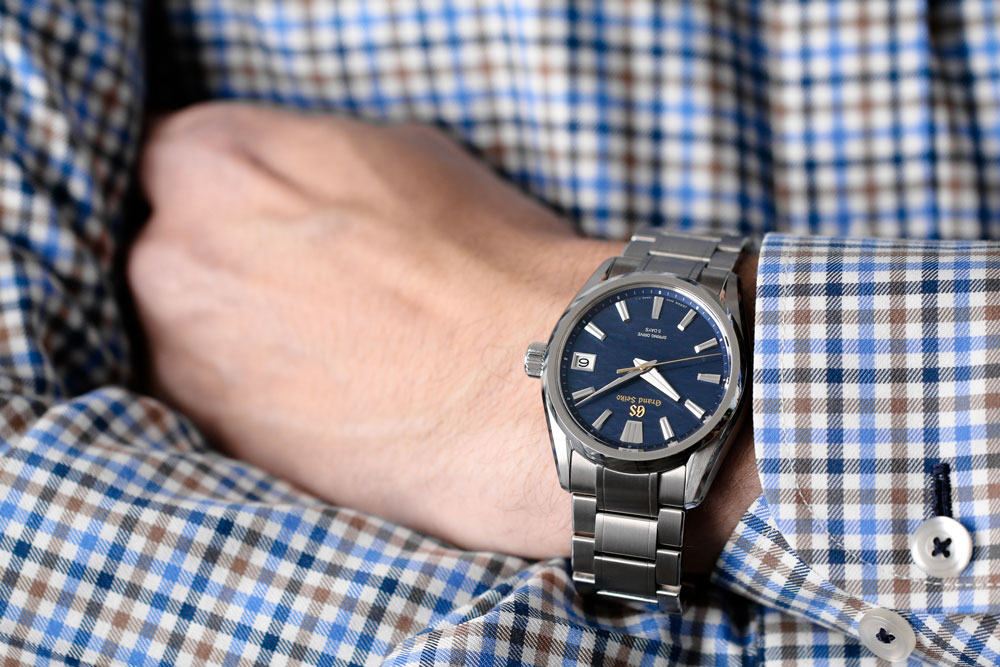 Grand Seiko SLGA007 watch worn on a wrist.
