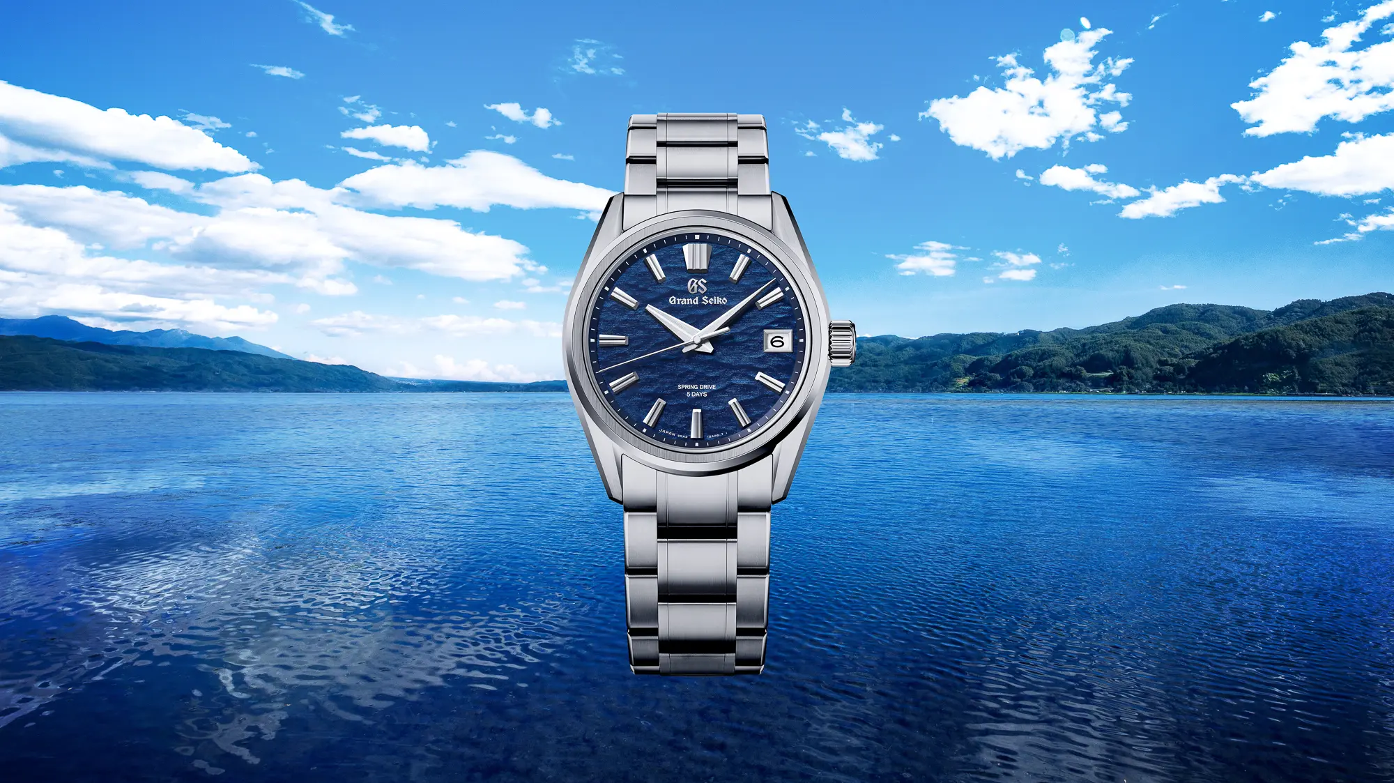 Grand Seiko Evolution 9 Spring Drive watch with blue dial