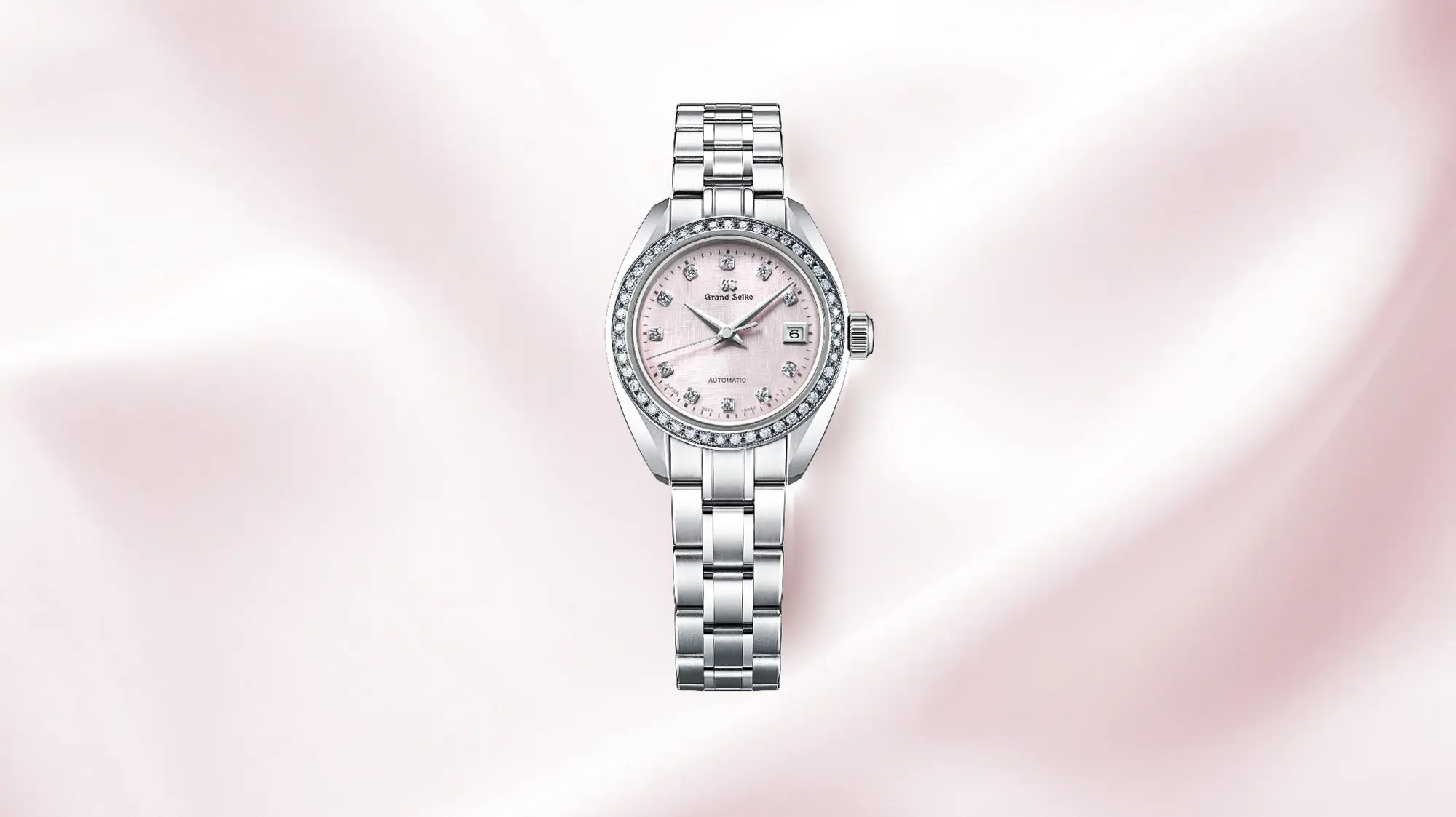 Grand Seiko STGK019 ladies watch with pink dial.